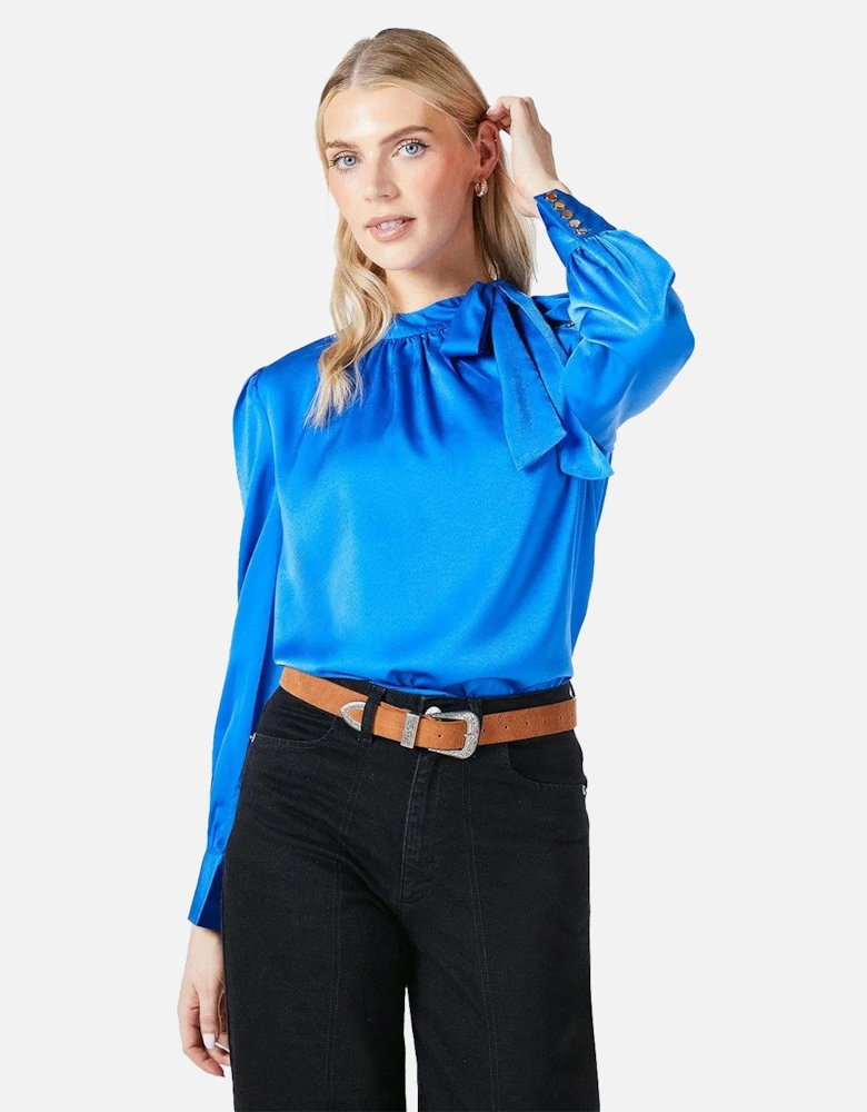 Womens/Ladies Satin Pussybow Top