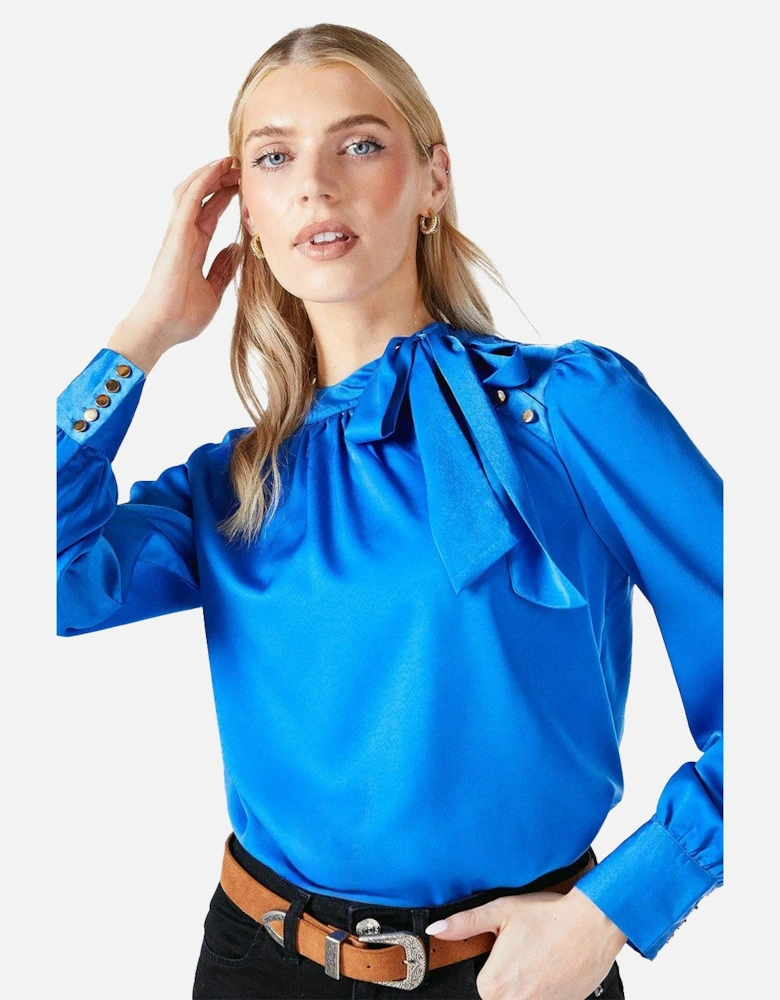 Womens/Ladies Satin Pussybow Top