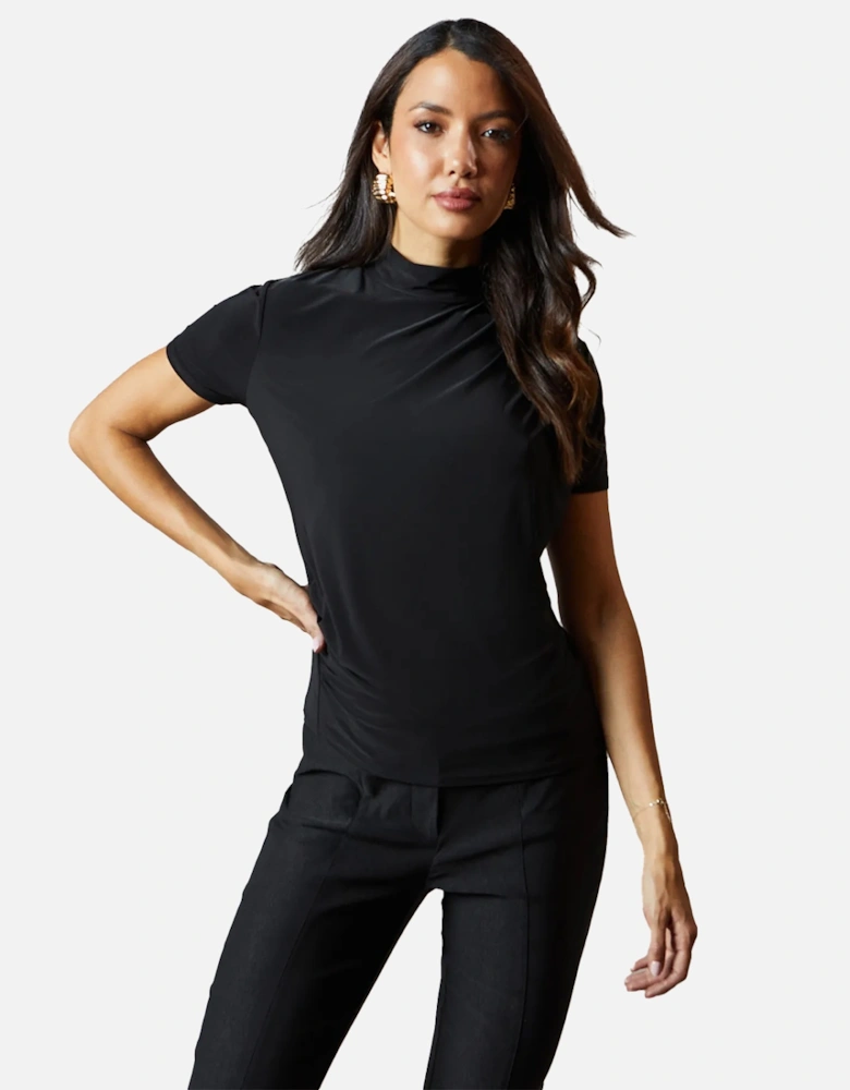 Womens/Ladies Draped High-Neck Top