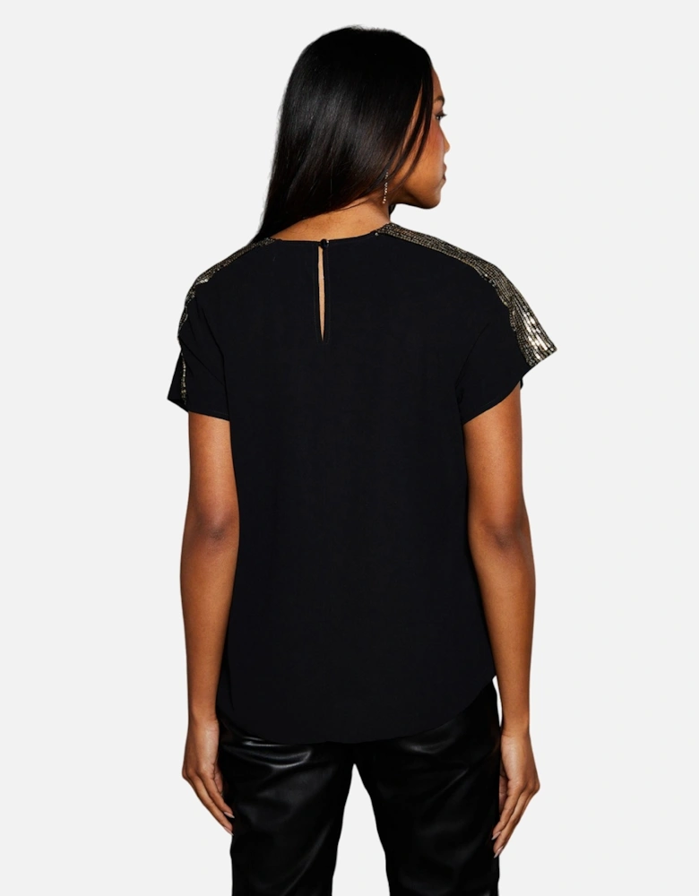 Womens/Ladies Sequin Insert T-Shirt