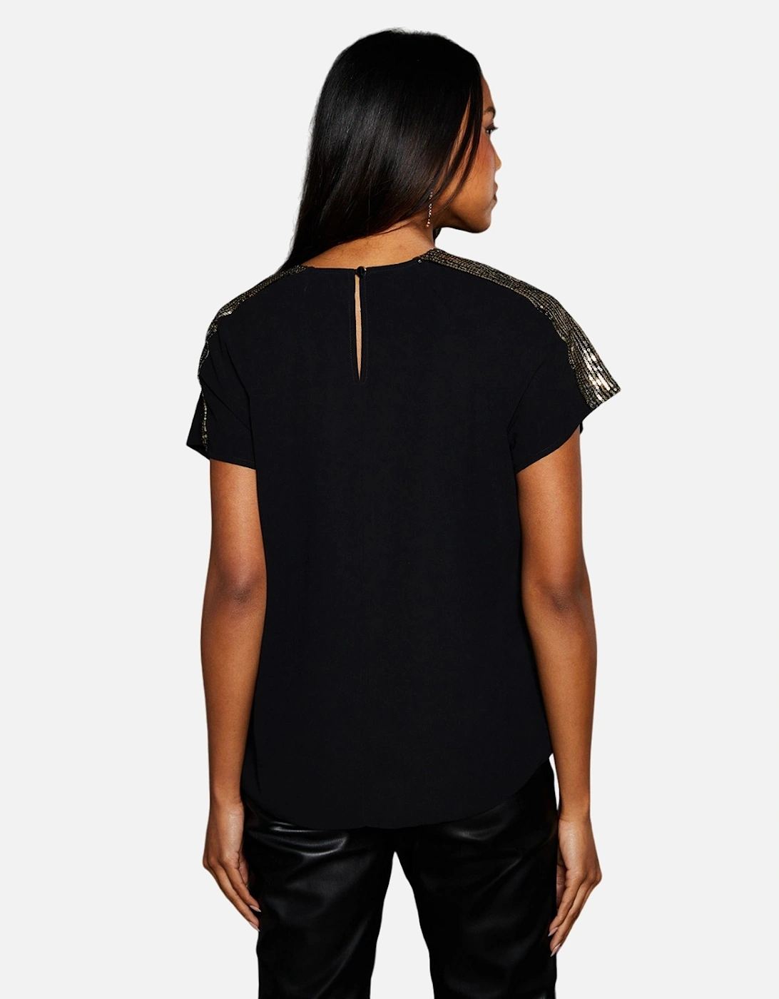 Womens/Ladies Sequin Insert T-Shirt