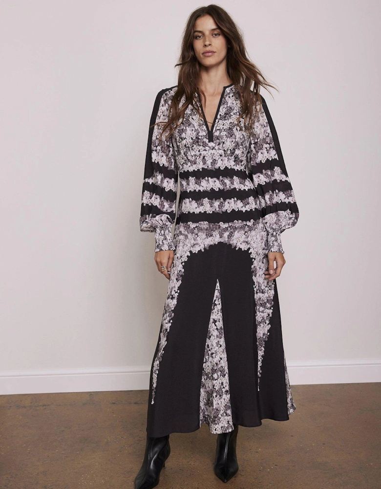 Placement Print Maxi Dress - Light Pink