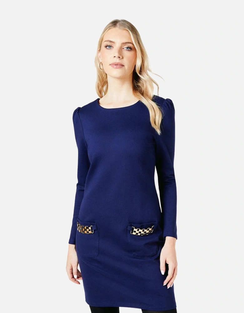 Womens/Ladies Ponte Pocket Detail Shift Dress