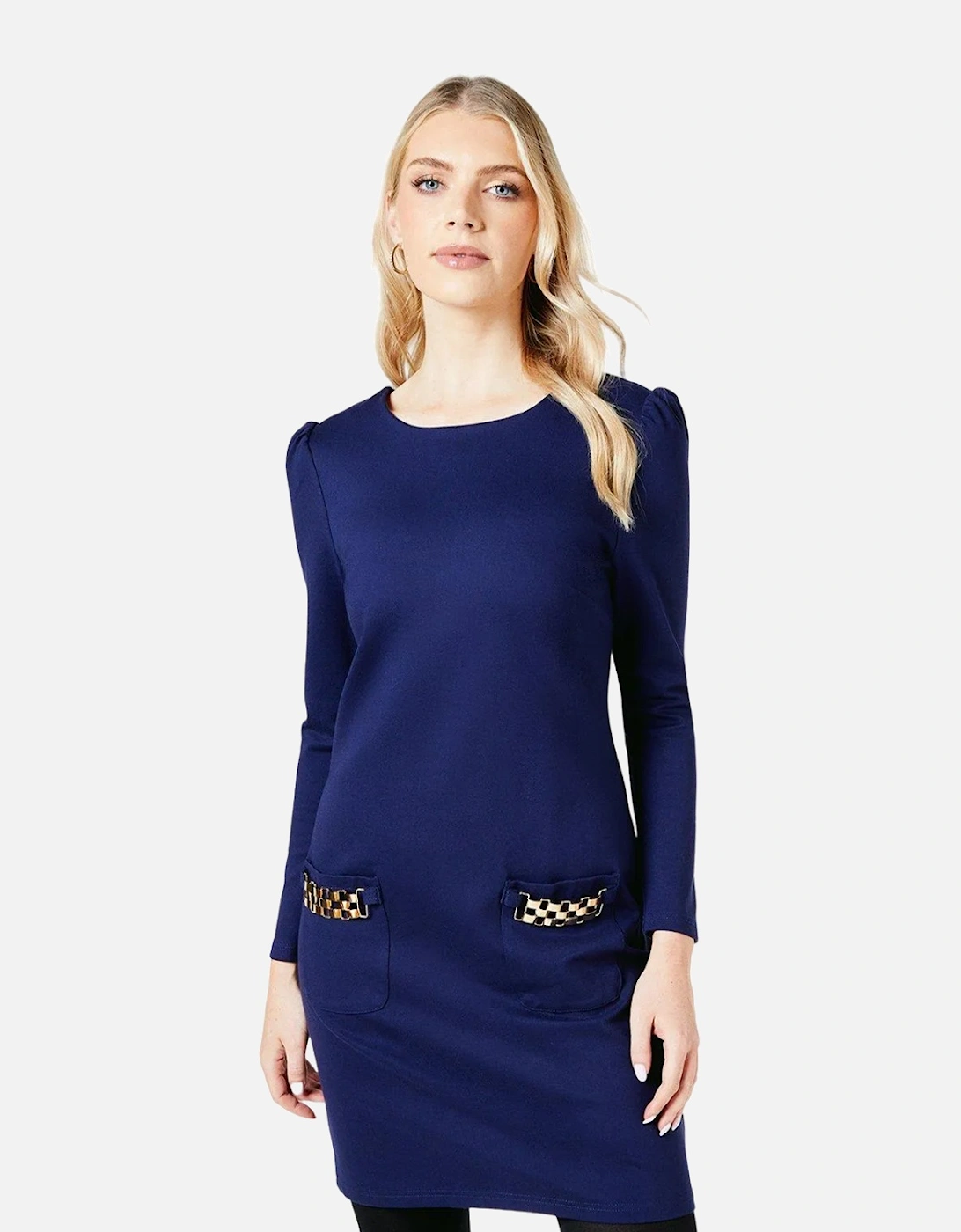 Womens/Ladies Ponte Pocket Detail Shift Dress, 4 of 3