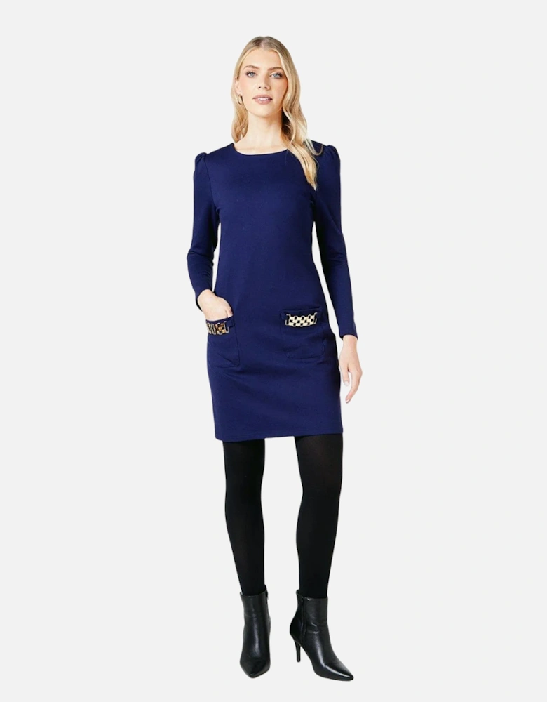 Womens/Ladies Ponte Pocket Detail Shift Dress