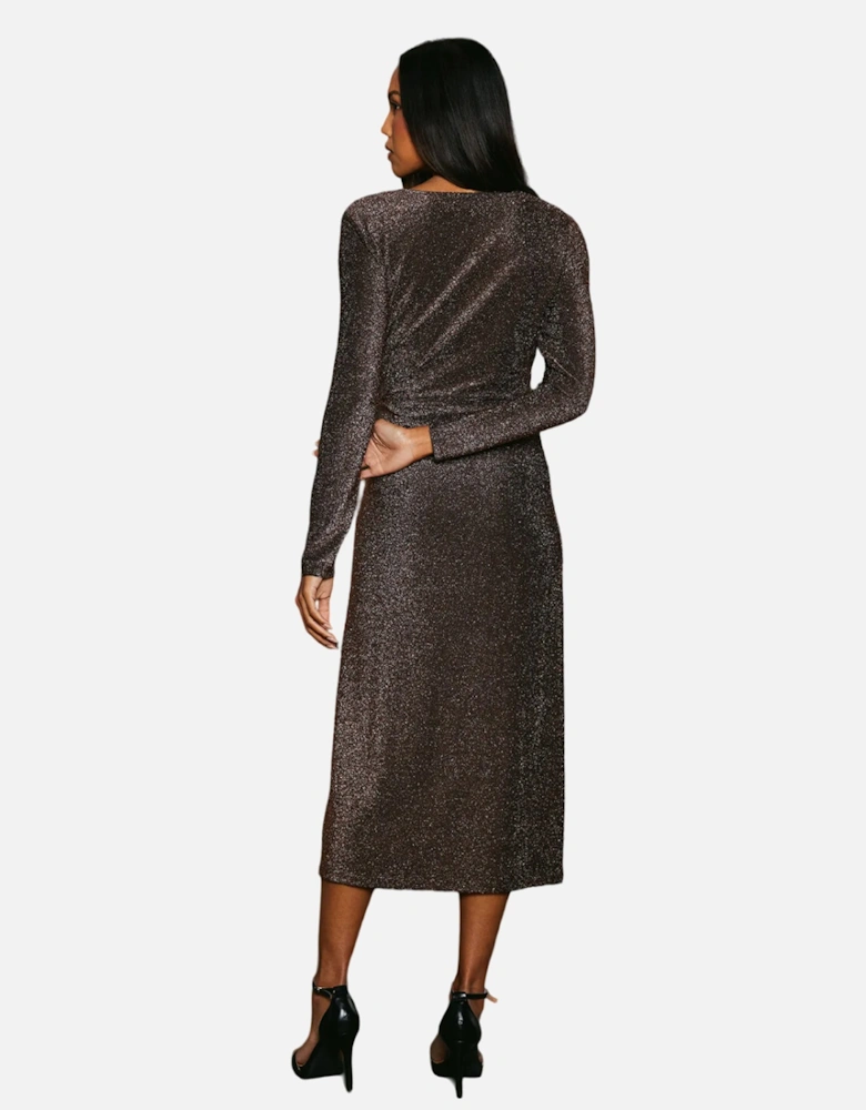 Womens/Ladies Glitter Jersey Wrap Dress