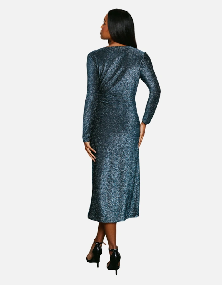 Womens/Ladies Glitter Jersey Wrap Dress