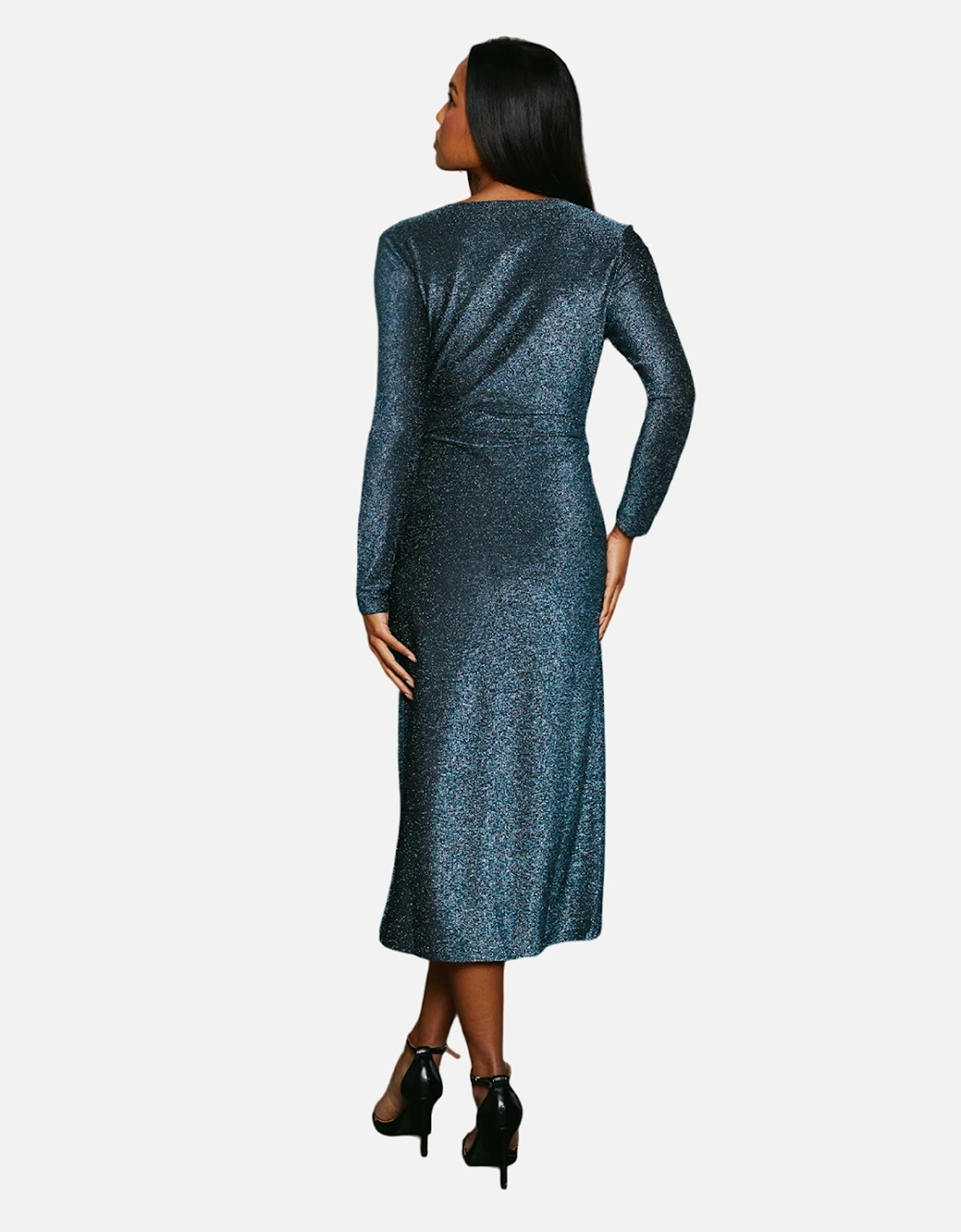 Womens/Ladies Glitter Jersey Wrap Dress