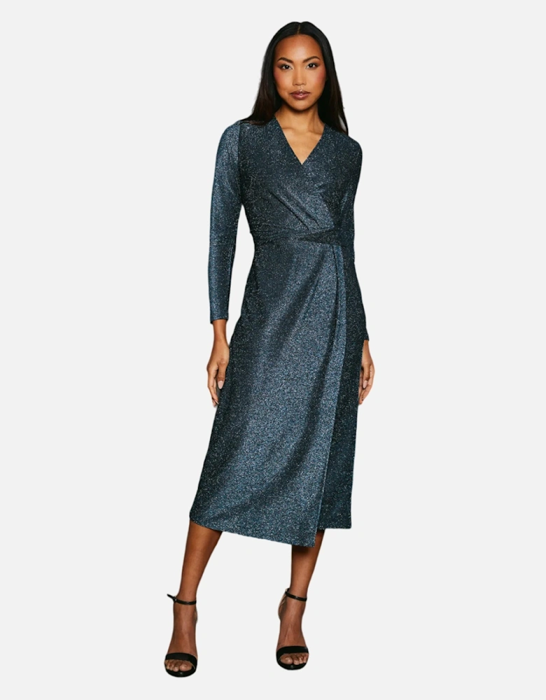 Womens/Ladies Glitter Jersey Wrap Dress