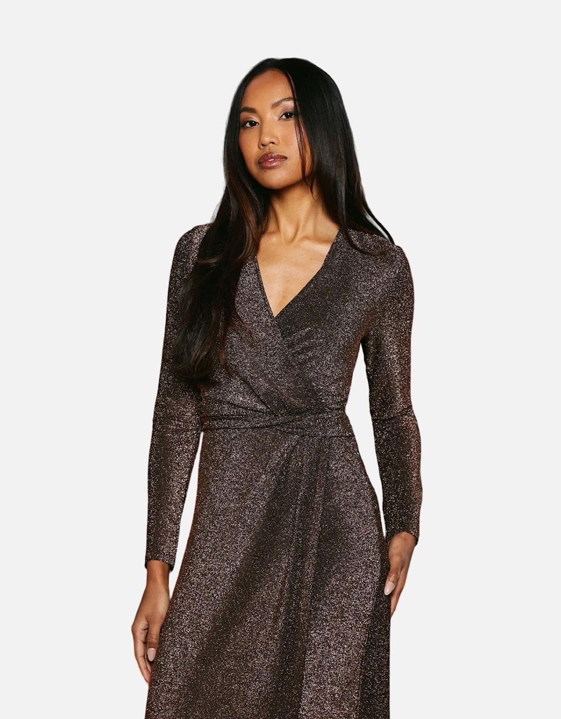 Womens/Ladies Glitter Jersey Wrap Dress