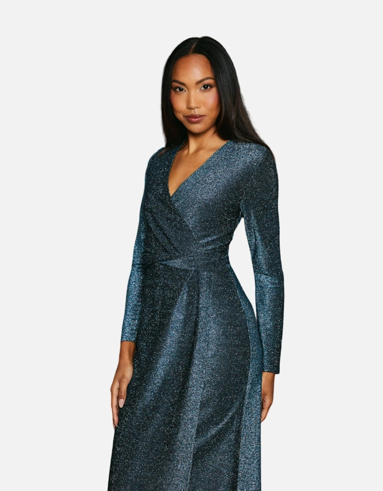 Womens/Ladies Glitter Jersey Wrap Dress