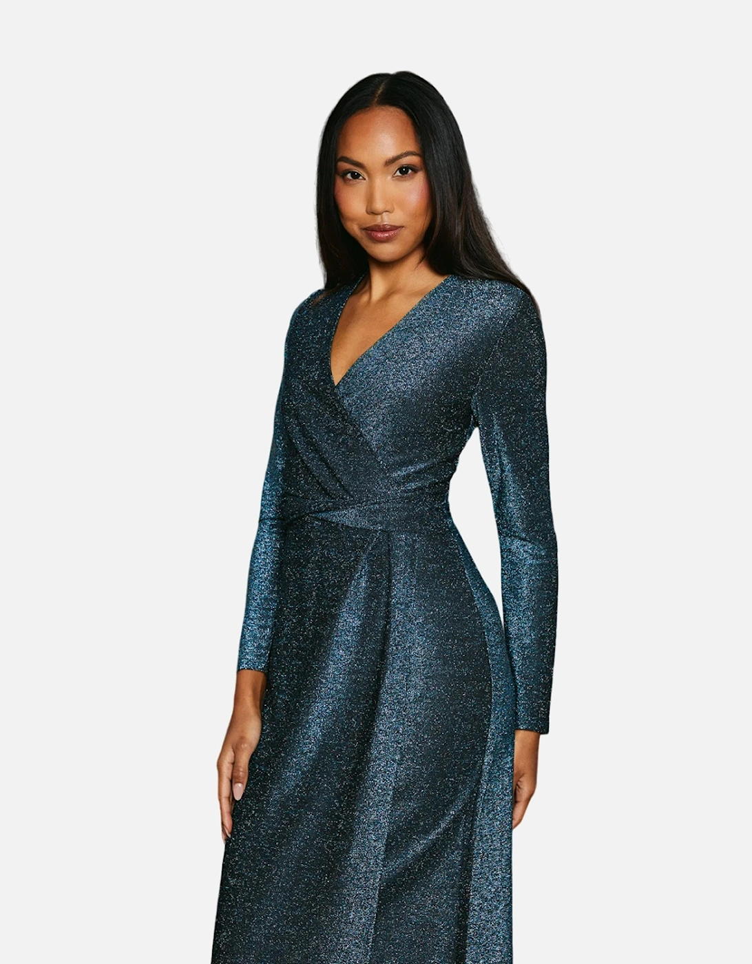 Womens/Ladies Glitter Jersey Wrap Dress