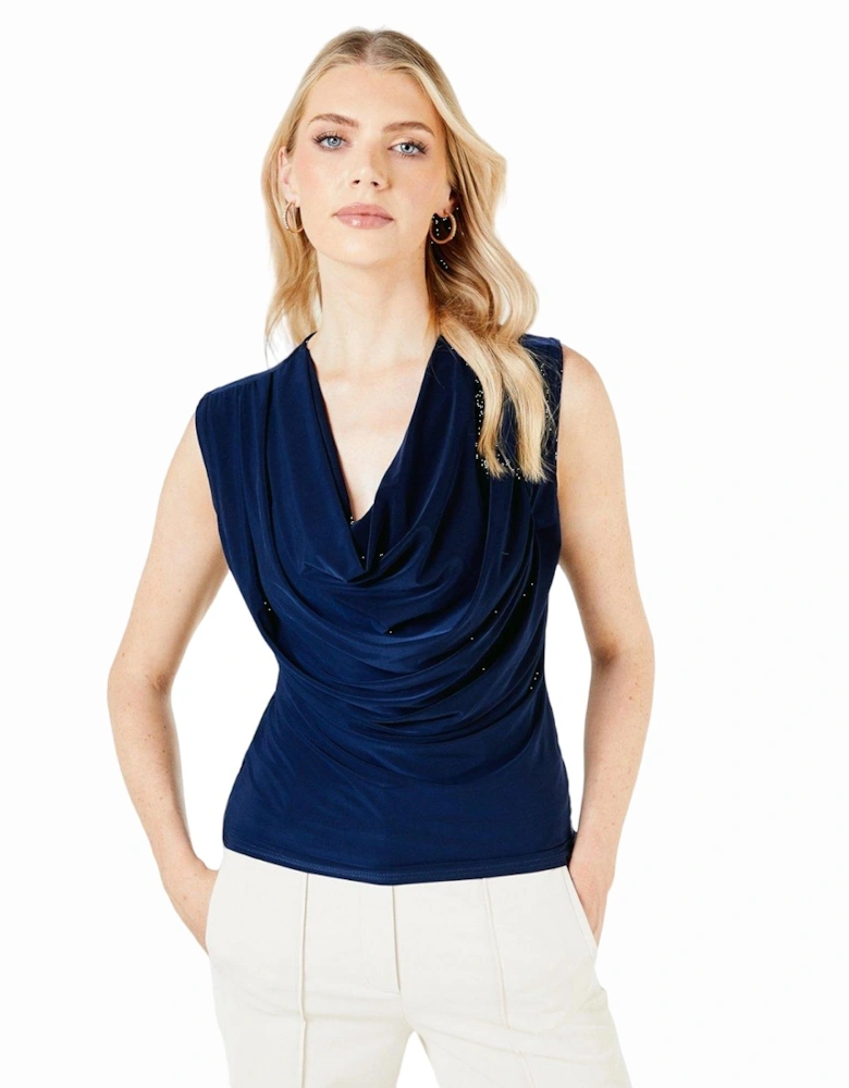 Womens/Ladies Soft Touch Draped Collar Top