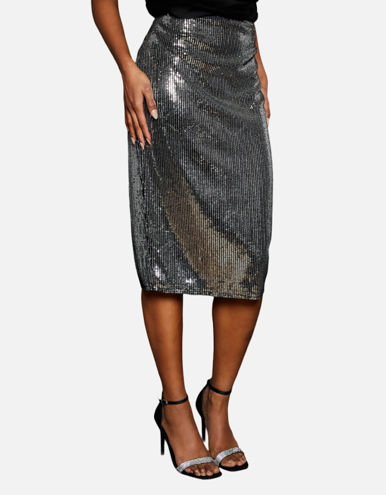 Womens/Ladies Sequin Midi Skirt