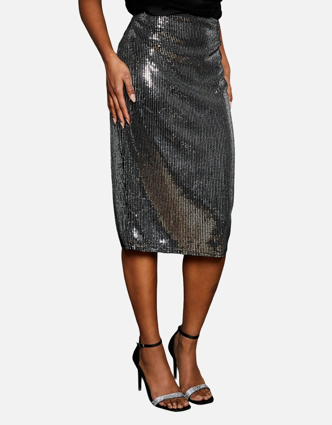 Womens/Ladies Sequin Midi Skirt, 4 of 3