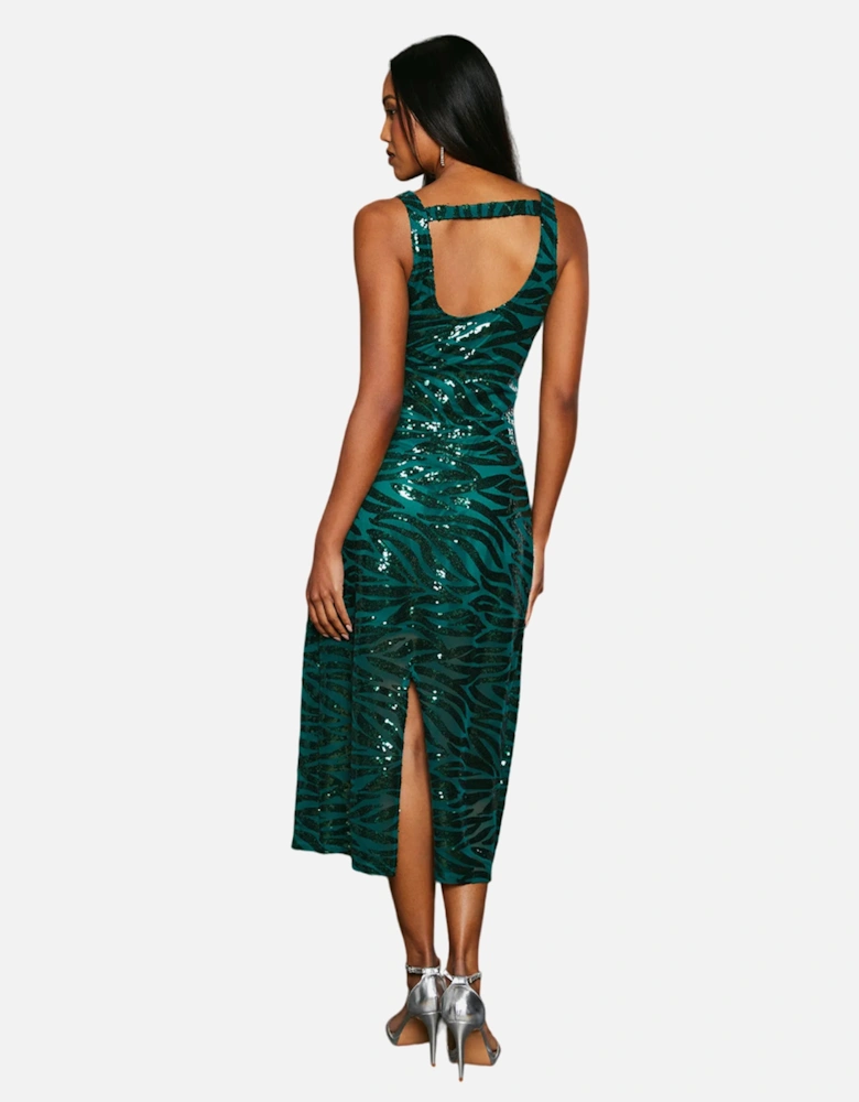 Womens/Ladies Sequin Scoop Neck Midi Dress