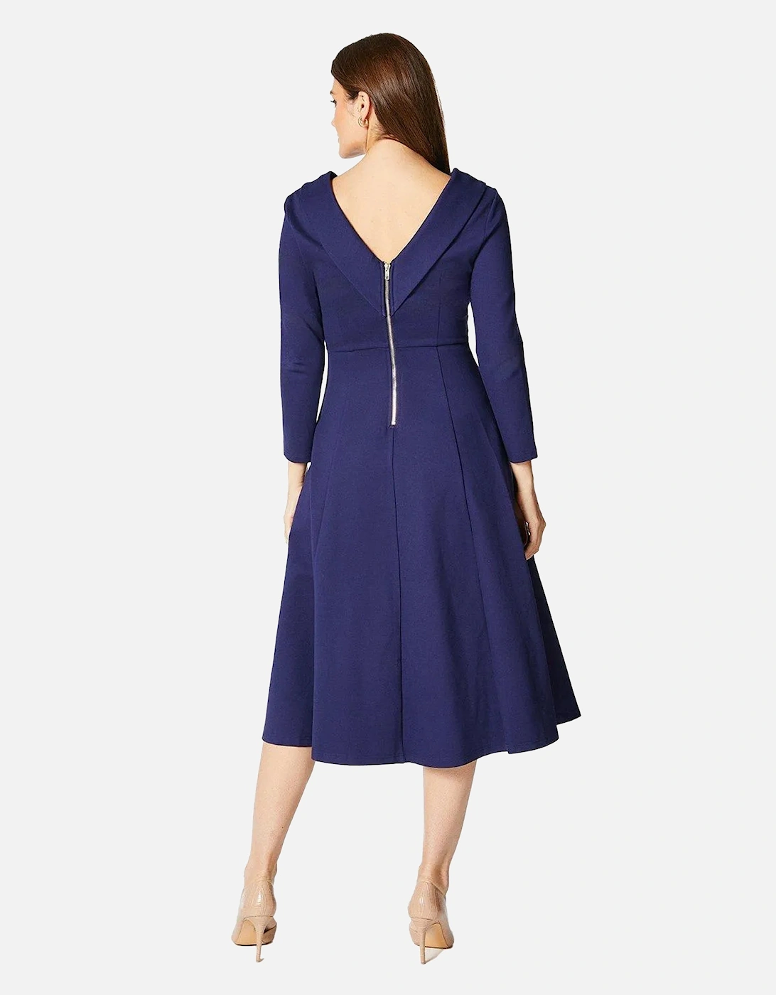 Womens/Ladies Ponte Shawl Collar Midi Dress