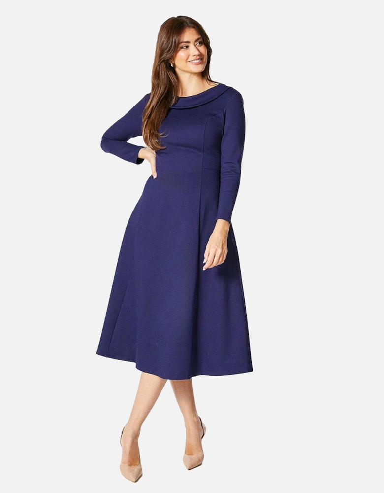 Womens/Ladies Ponte Shawl Collar Midi Dress