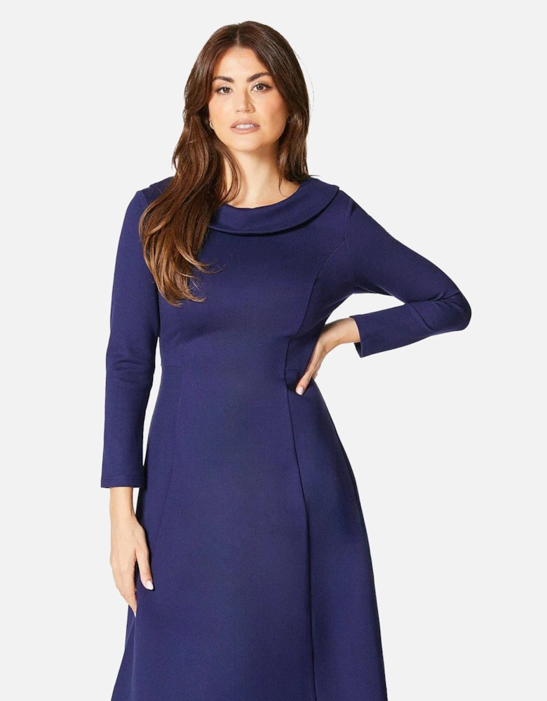 Womens/Ladies Ponte Shawl Collar Midi Dress