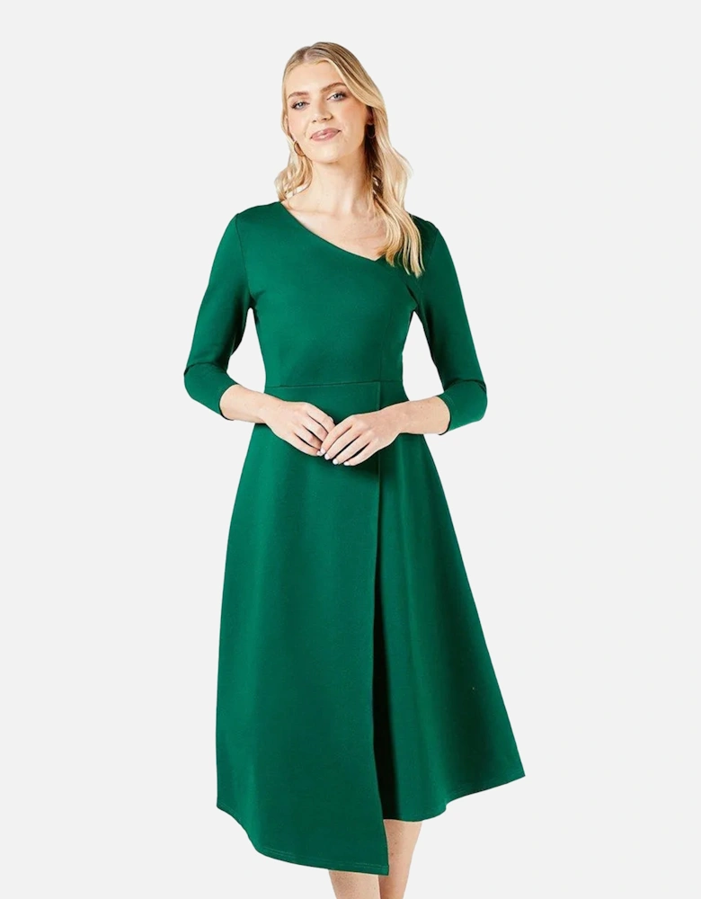 Womens/Ladies Ponte Asymmetric Hem Midi Dress