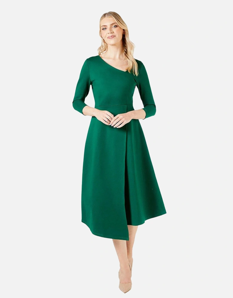 Womens/Ladies Ponte Asymmetric Hem Midi Dress