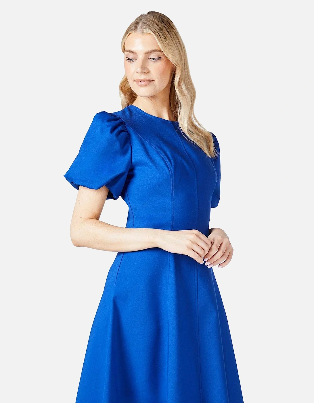 Womens/Ladies Puff Sleeve Midi Dress