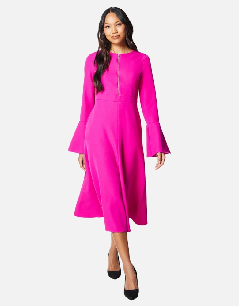 Womens/Ladies Zip Front Midi Dress