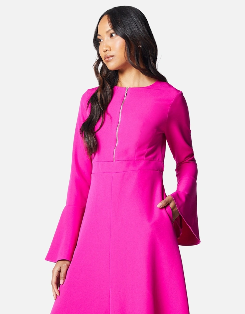 Womens/Ladies Zip Front Midi Dress