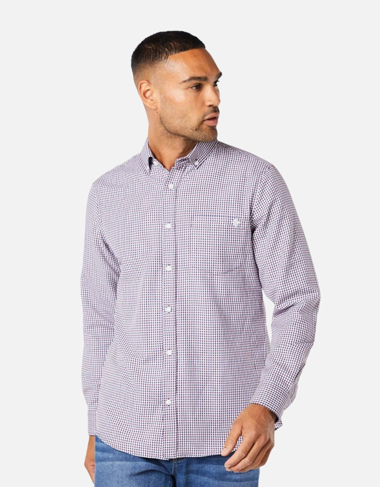 Mens Gingham Check Long-Sleeved Shirt