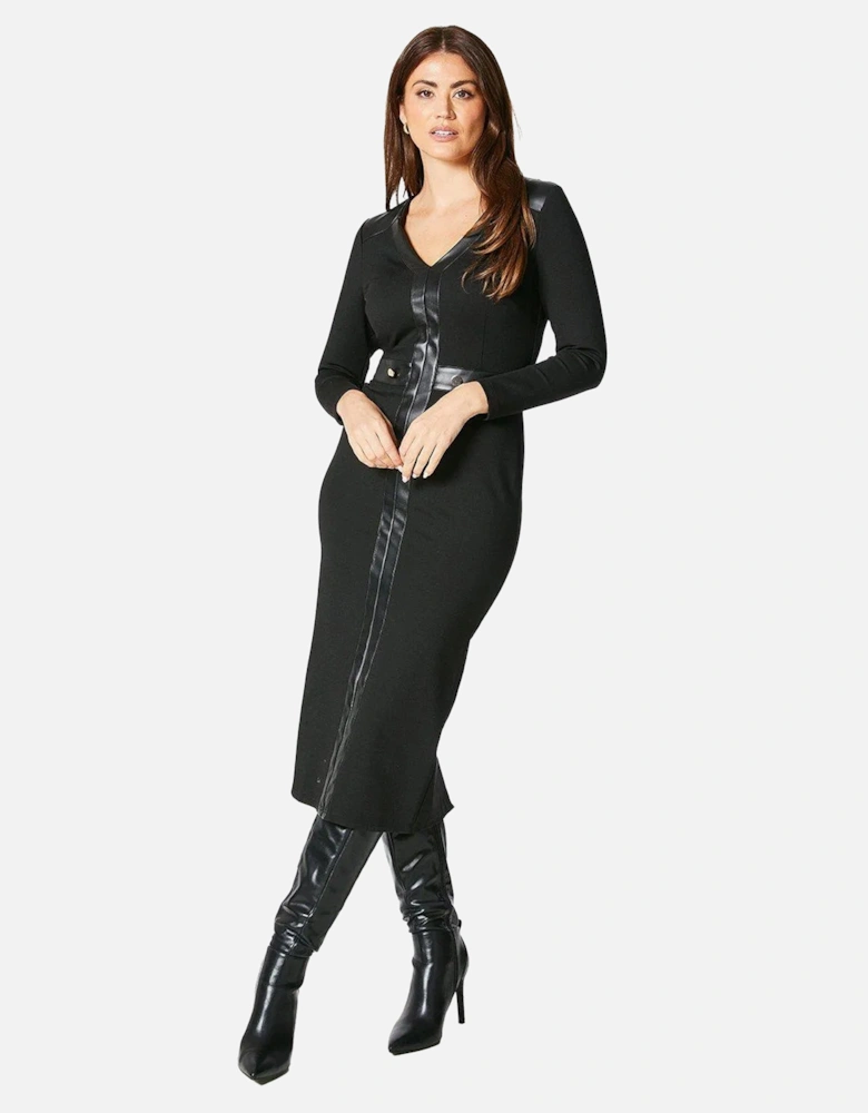 Womens/Ladies Contrast Ponte Midi Dress