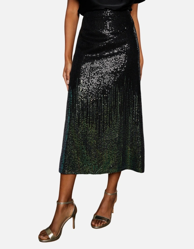 Womens/Ladies Ombre Sequins Midi Skirt