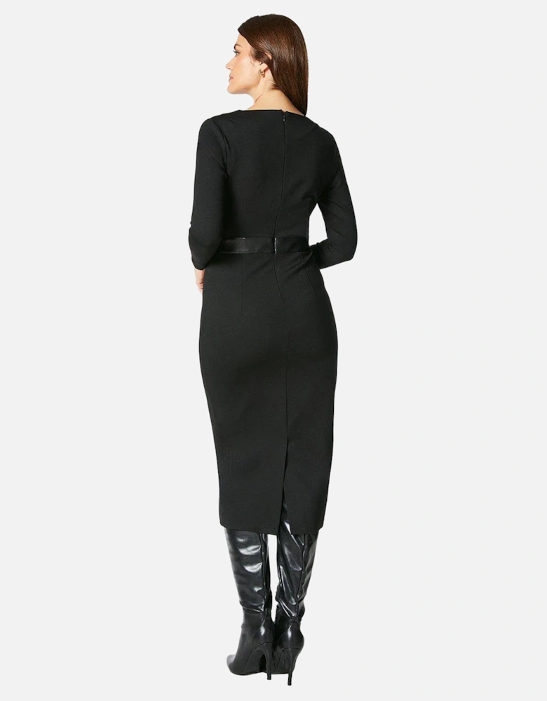 Womens/Ladies Contrast Ponte Midi Dress