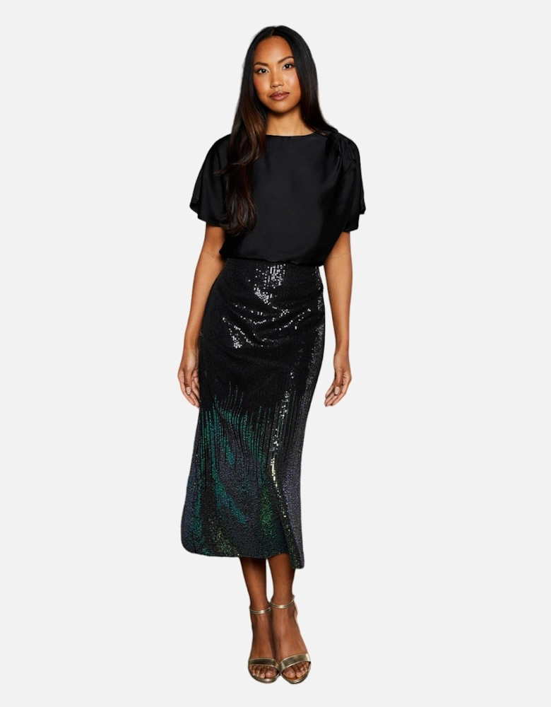 Womens/Ladies Ombre Sequins Midi Skirt