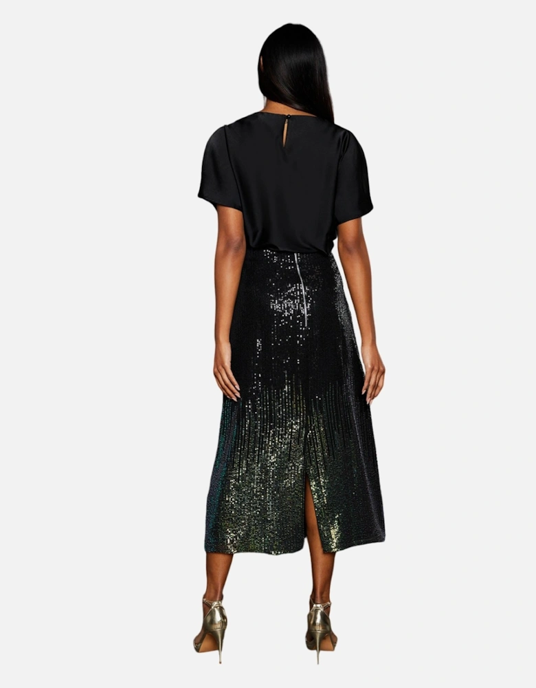 Womens/Ladies Ombre Sequins Midi Skirt