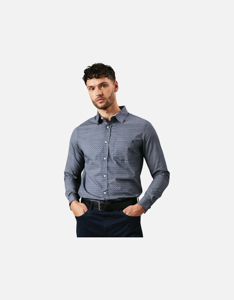 Mens Abstract Shape Print Long-Sleeved Shirt