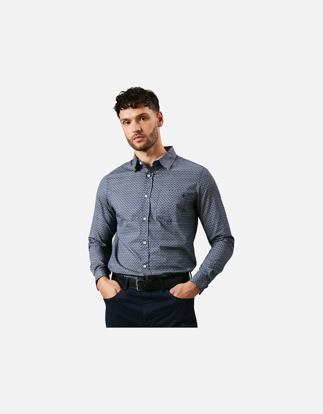 Mens Abstract Shape Print Long-Sleeved Shirt, 4 of 3