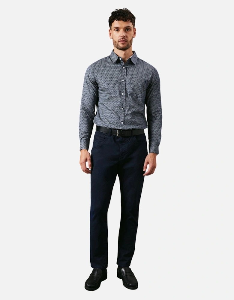 Mens Abstract Shape Print Long-Sleeved Shirt
