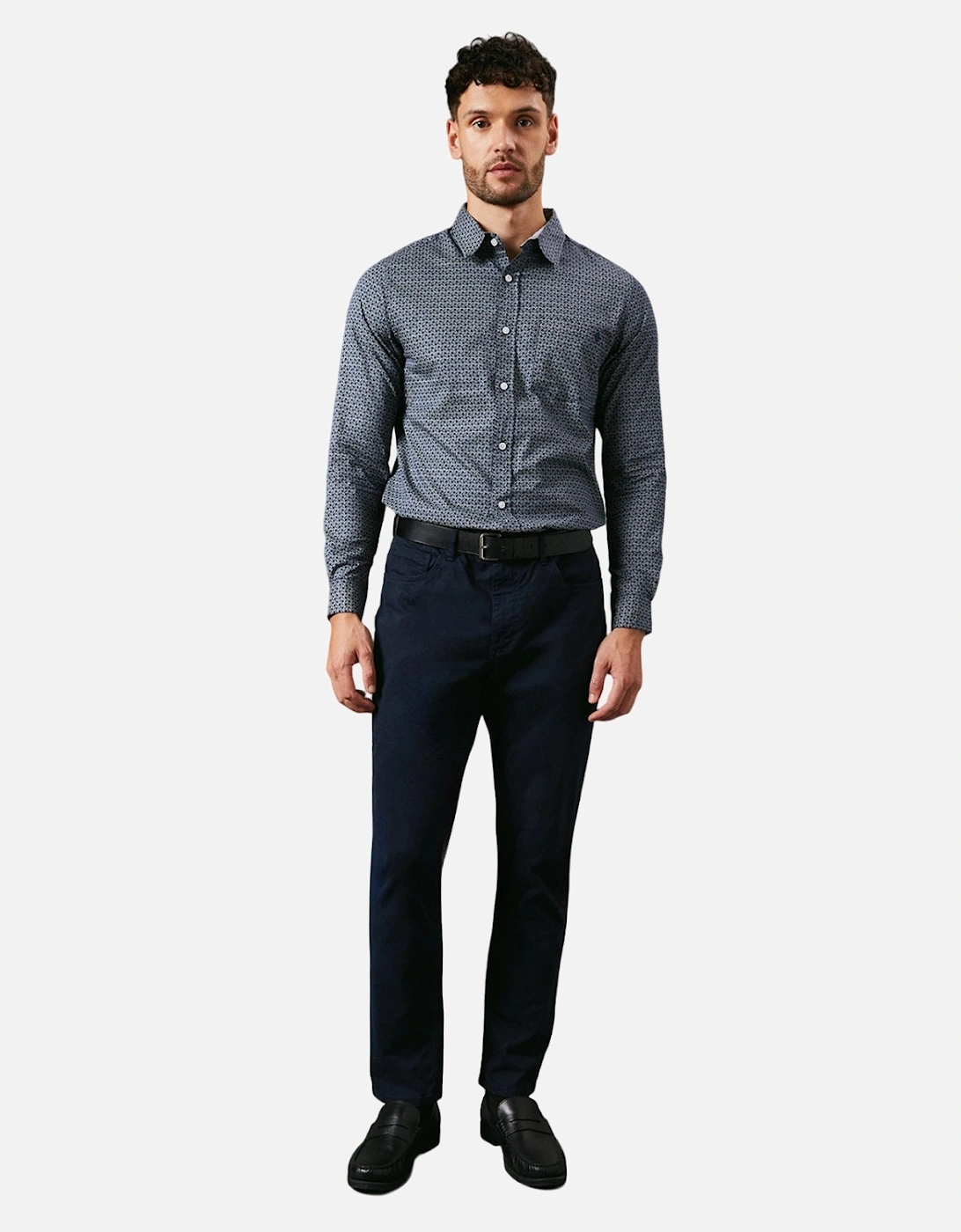 Mens Abstract Shape Print Long-Sleeved Shirt