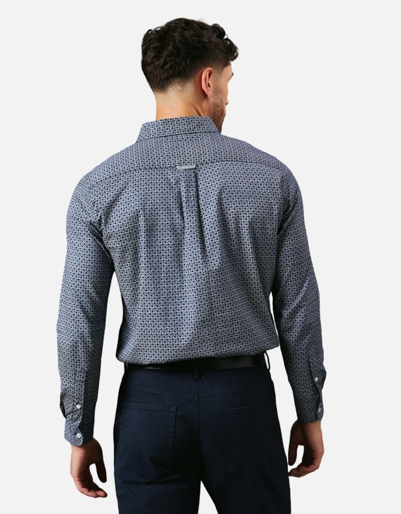 Mens Abstract Shape Print Long-Sleeved Shirt