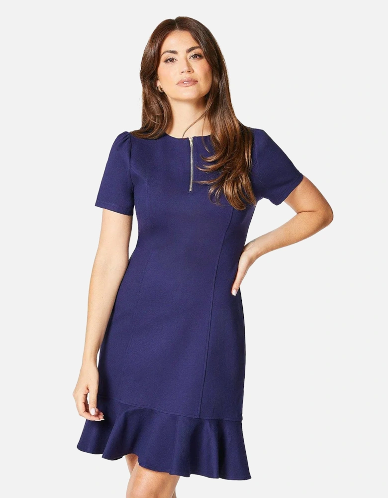 Womens/Ladies Ponte Zip Front Shift Dress