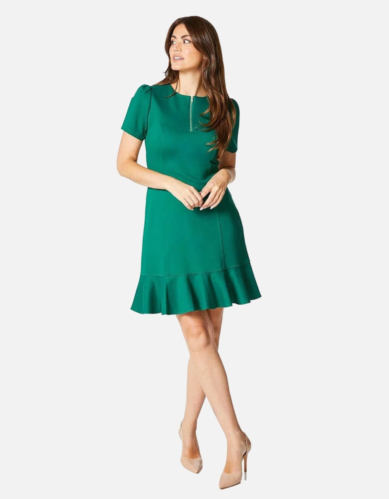 Womens/Ladies Ponte Zip Front Shift Dress