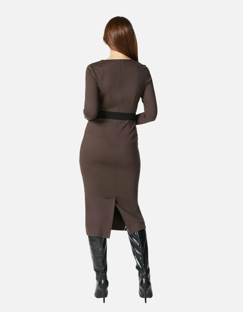 Womens/Ladies Contrast Ponte Midi Dress