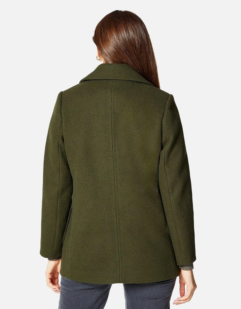 Womens/Ladies Patch Pocket Petite Double Breasted Coat