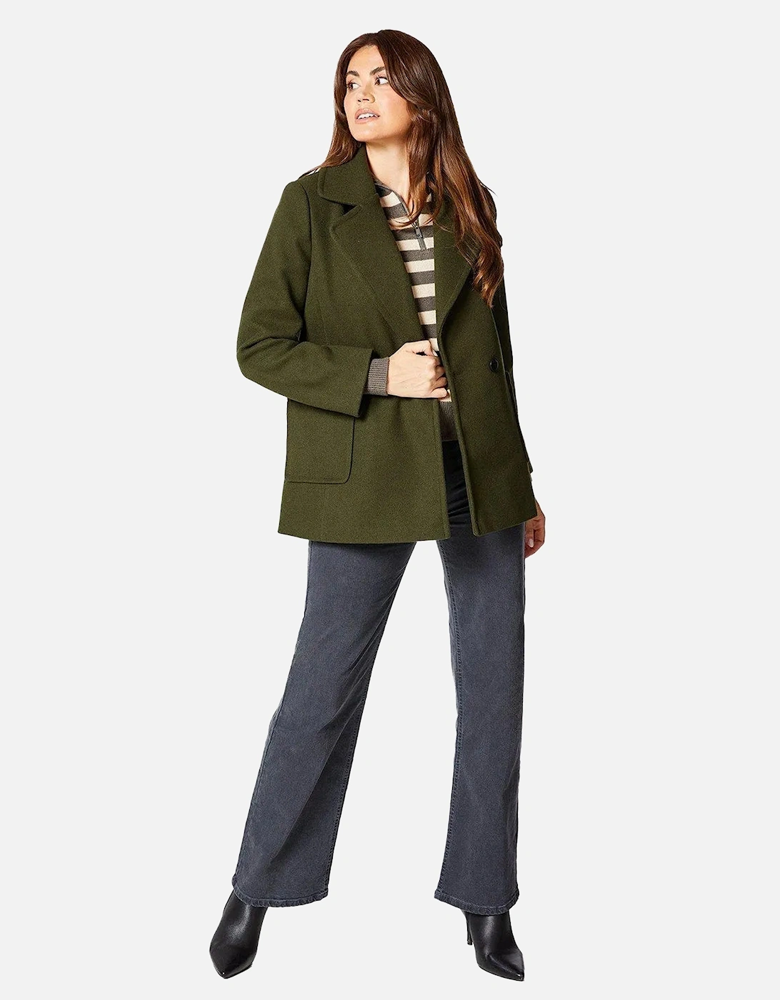 Womens/Ladies Patch Pocket Petite Double Breasted Coat, 4 of 3