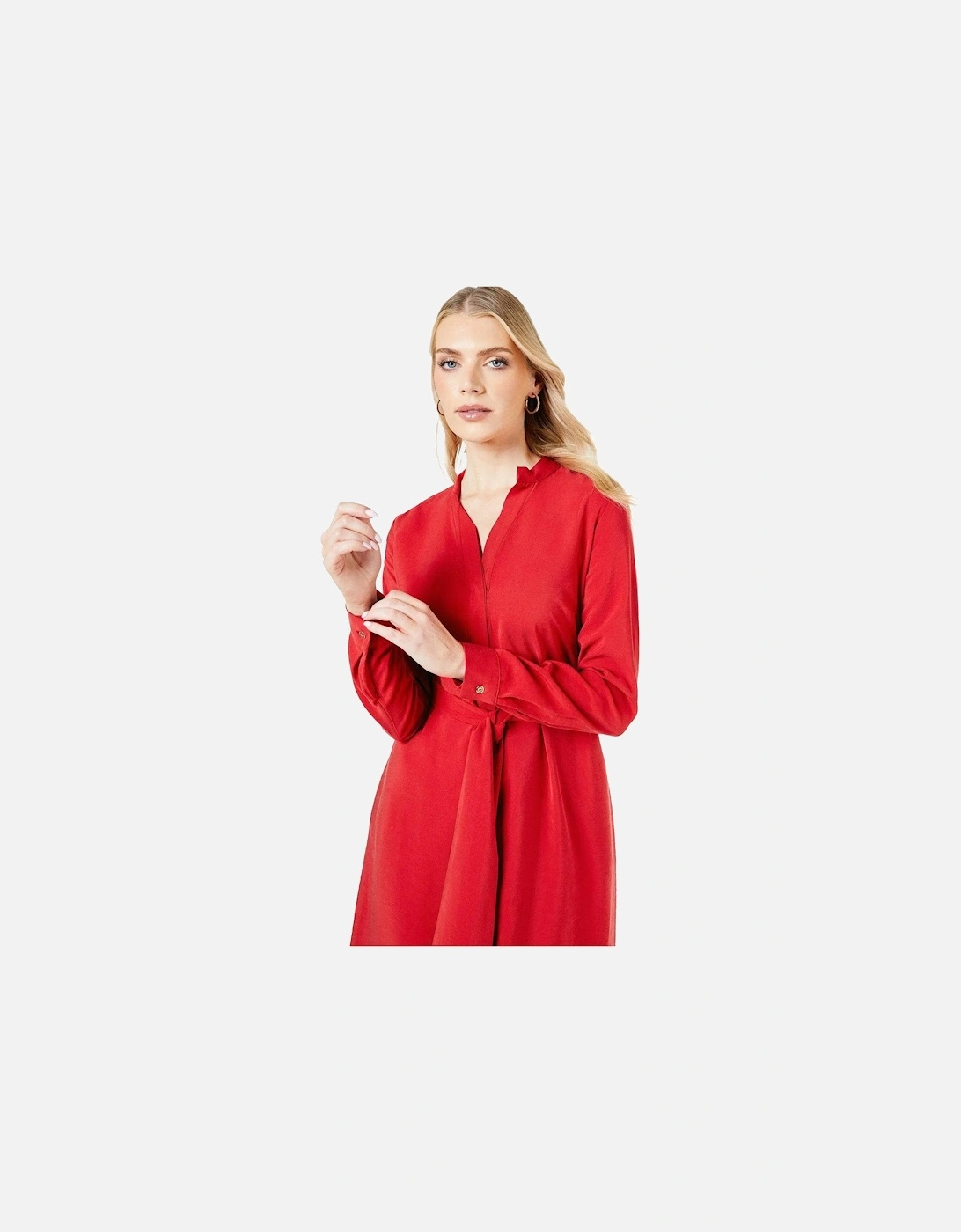 Womens/Ladies Plain Belted Shirt Dress