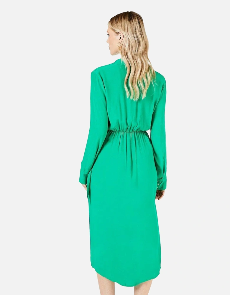 Womens/Ladies Belt Detail Collared Wrap Dress