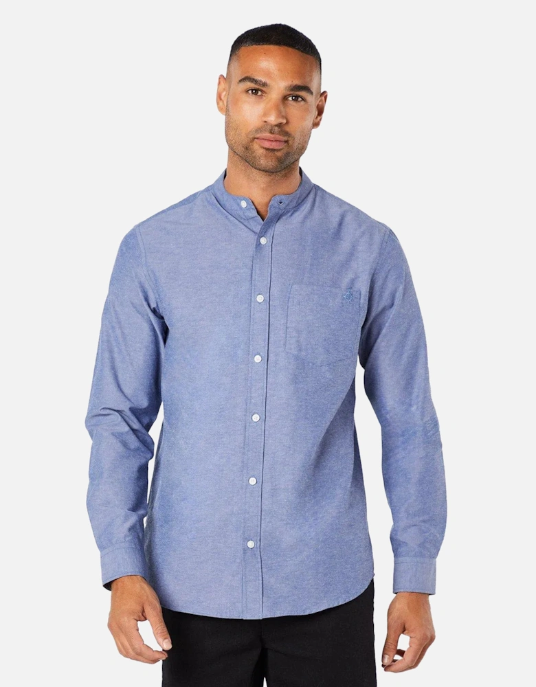 Mens Chambray Grandad Collar Shirt