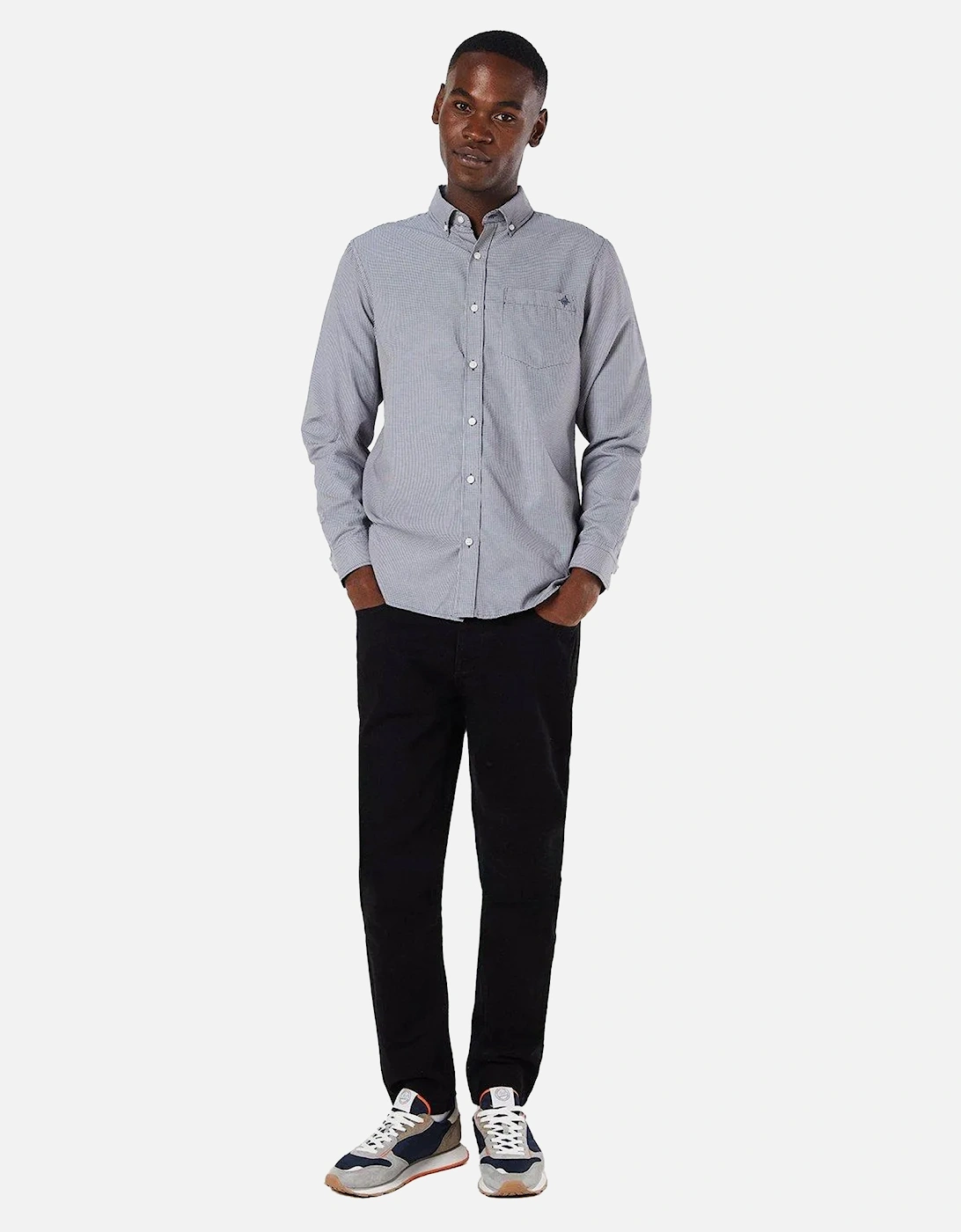 Mens Mini Grid Check Long-Sleeved Shirt, 4 of 3