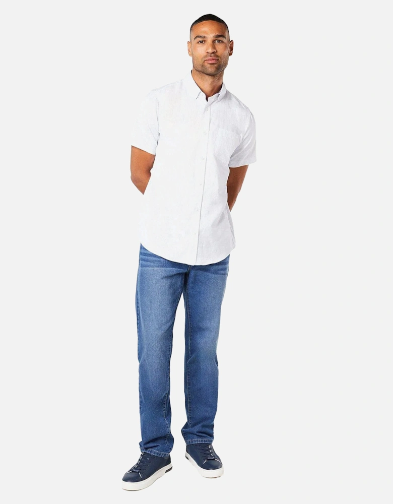 Mens Herringbone Short-Sleeved Shirt