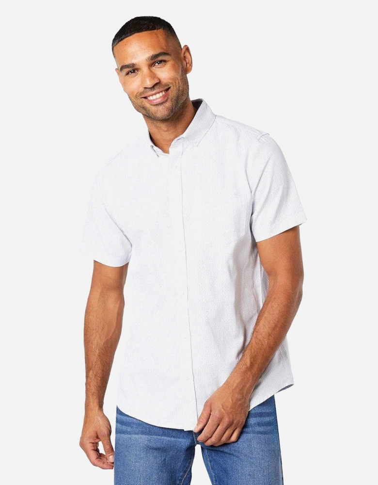 Mens Herringbone Short-Sleeved Shirt